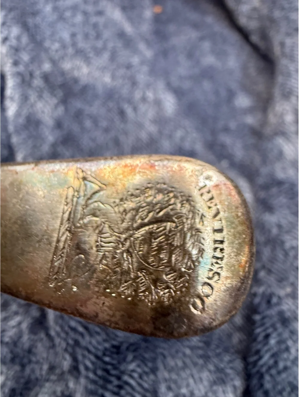 Vintage Oswestry Silver Ladle Spoon with Hallmarks and Crest